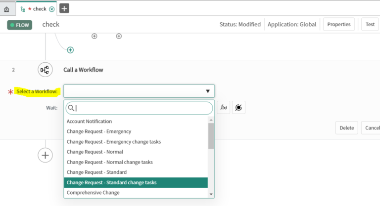 call flow designer from ui action servicenow